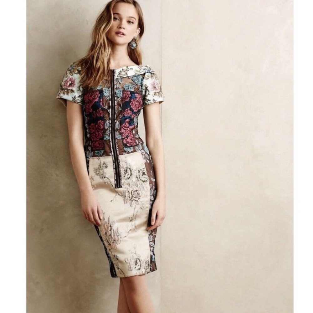 Beguile Byron Lars Anthropologie Pieced Brocade Tapestry Cocktail Dress, 12 NWOT